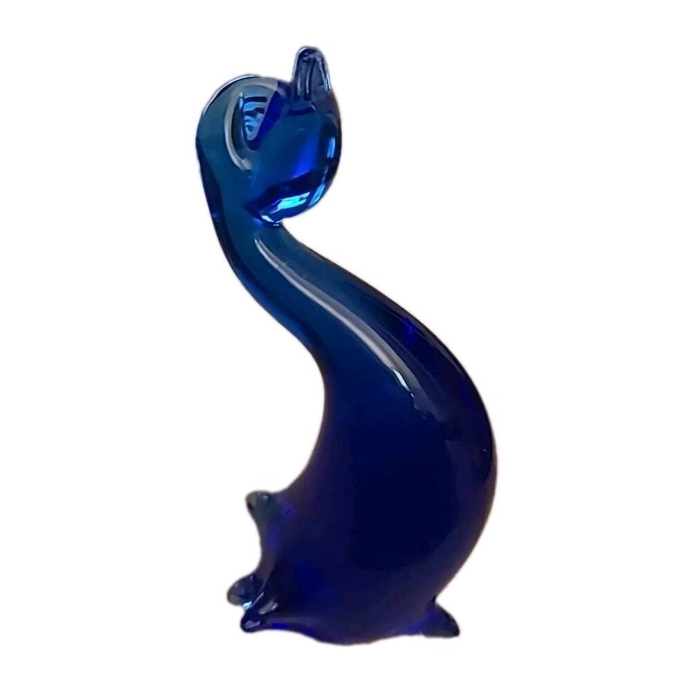 Vintage Pilgrim Art Glass Blue Swan Figurine 4.5”